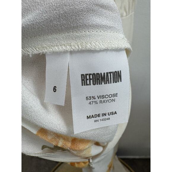 Reformation White Yellow Floral Wideleg Jumpsuit Retail $233 Boho Chic Cottage 6 - Picture 3 of 10